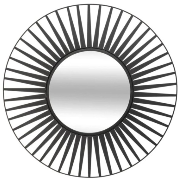 Oglinda decorativa in forma de soare, 50 cm, negru