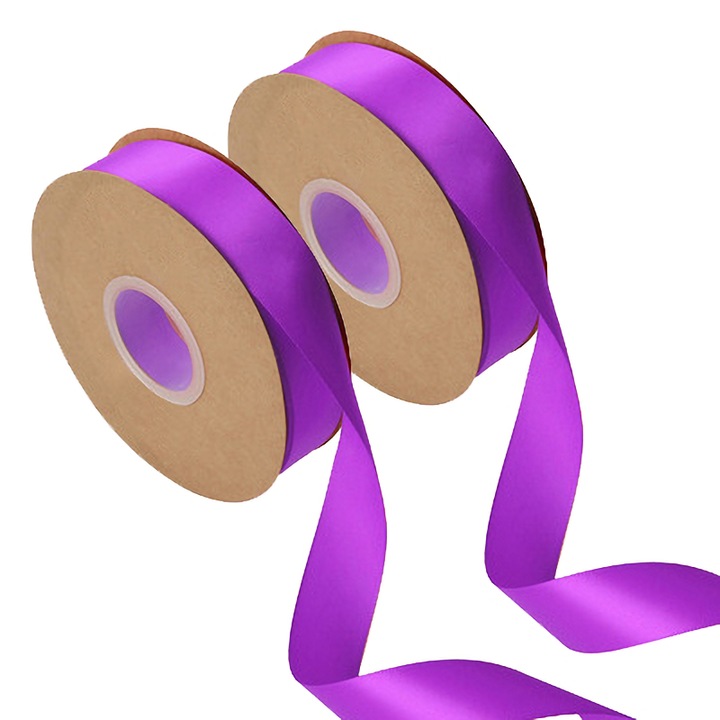 Panglica satinata, EZGETOP®, latime 2.5 cm, 2 rola 90 m, Violet inchis