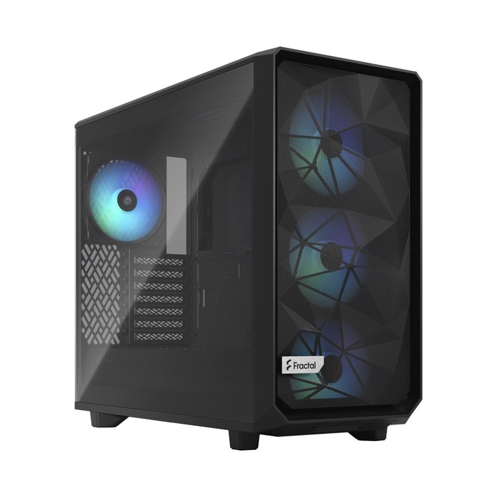 Калъф Fractal Meshify 2 LITE RGB, TG Light Tint, черен