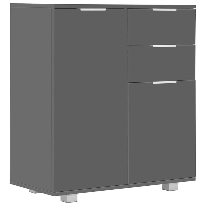 Бюфет vidaXL, сиво със силен гланц, 71x35x80 см, инженерно дърво, 24.65 Kg