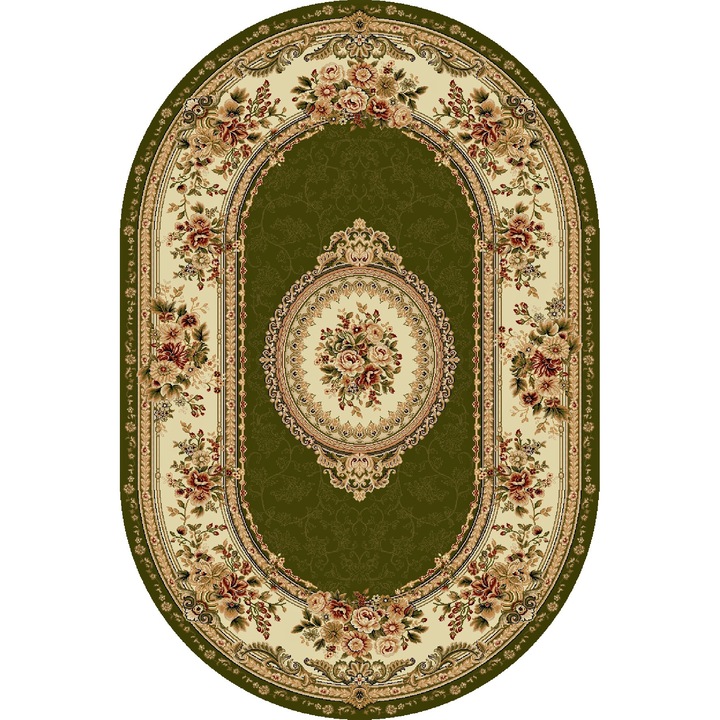 Класически килим, Lotos 571-310, 100x200 см, зелен, овален