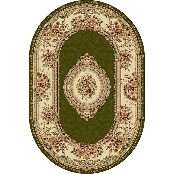 Delta Carpet Lotos 571-310 szőnyeg, klasszikus, 80x150 cm, ovális, zöld