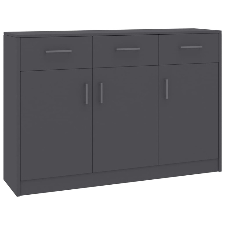 Comoda Zakito Europe, 3 sertare, 3 usi, gri, 110x30x75cm
