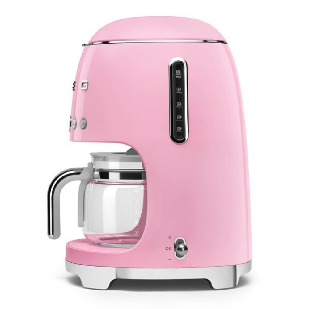 Филтърна кафемашина Smeg DCF02PKEU, 50's Style, 1050 W, 1.4 л, Розова ...
