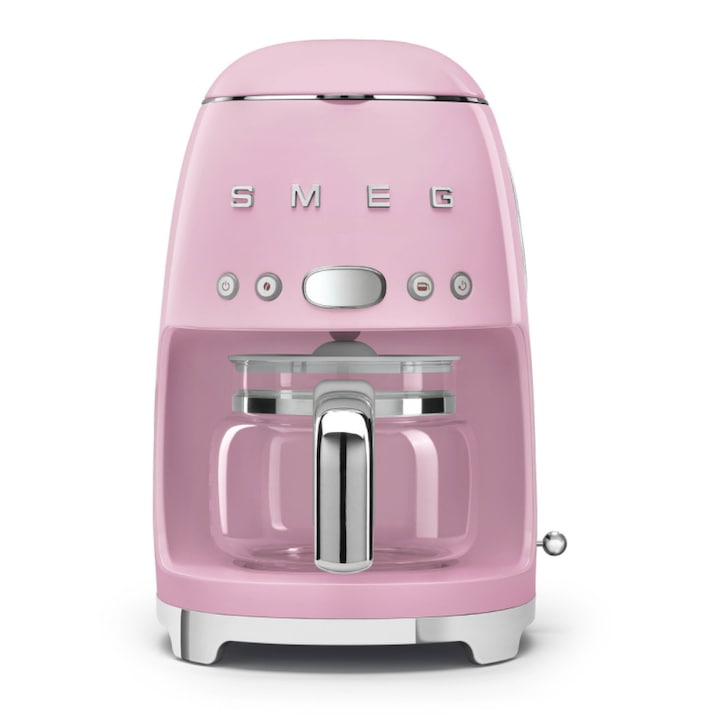 Филтърна кафемашина Smeg DCF02PKEU, 50's Style, 1050 W, 1.4 л, Розова