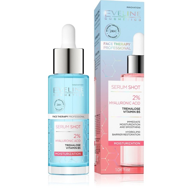 Серум, Eveline, Serum shot, За лице, 2 % хиалуронова киселина, 30 мл