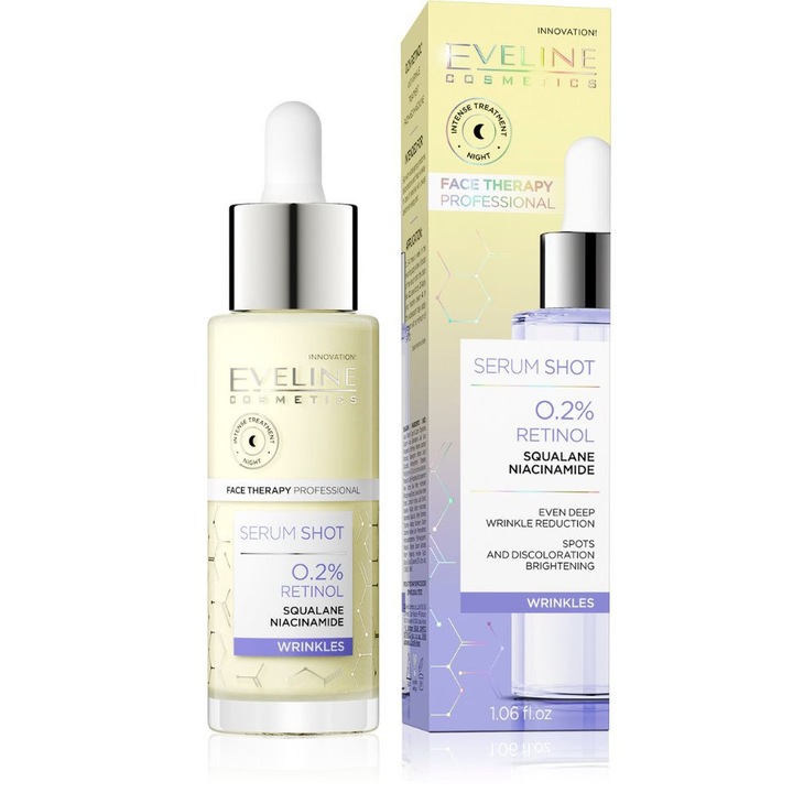 Серум, Eveline, Serum shot, За лице, 0,2 % ретинол, 30 мл