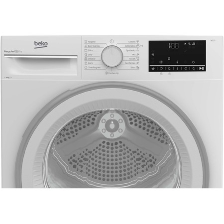 Сушилна Beko B3T68110, Кондензация, 8 кг, 15 програми, Клас B, Optisense, Aquawave, Бял