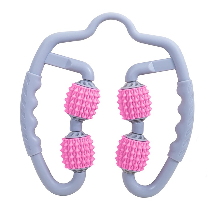 Nouseg masszírozó, mozgatható görgőkkel, Abs anyag, rózsaszín/kék