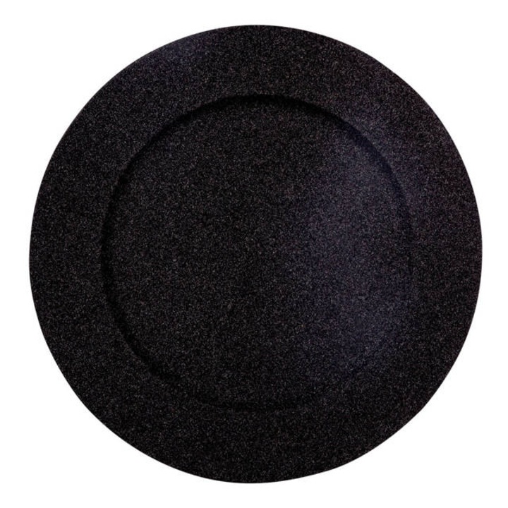 Csillogó dísztányér, 33 cm, fekete