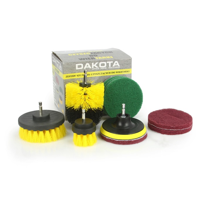 Set perii curatare cu adaptor pentru bormasina si disc velcro, Dakota EBN06991