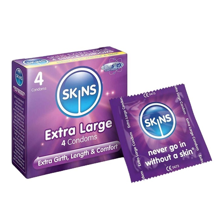 Skins Extra nagy óvszerkészlet, 4 db
