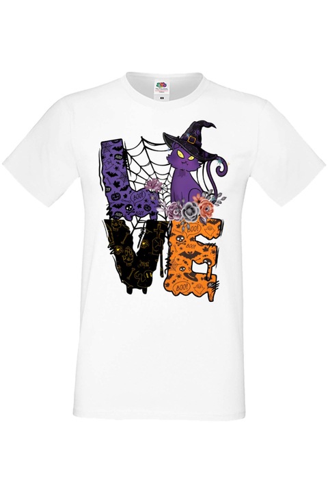 Férfi póló Mindenszentek Halloween Tralala ajándék Halloween Love Witch, Fehér