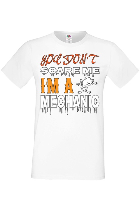 Férfi póló Mindenszentek Halloween Tralala ajándék Halloween The Simpsons Homer Bart Marge Lisa Maggie You Don't Scare Me I'm A Mechanic 1, Fehér