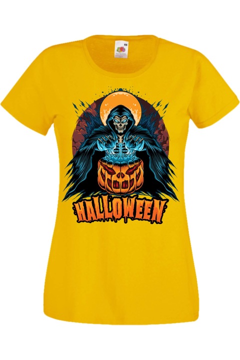 Női póló Mindenszentek Halloween Tralala ajándék Halloween 03, Sárga