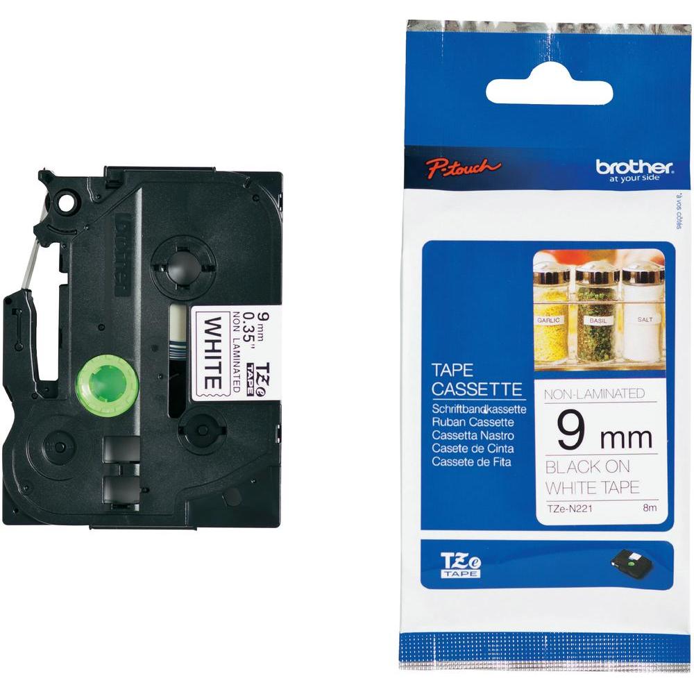 Etichete laminate Brother TZEN221 9MM Tape, Black ON White