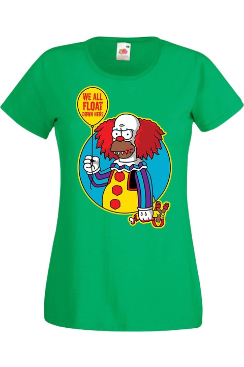 Női póló Mindenszentek Halloween The Simpsons Tralala Подарък The Simpsons The Simpsons Alien The Simpsons Krusty The Clown Pennywise 02, Zöld