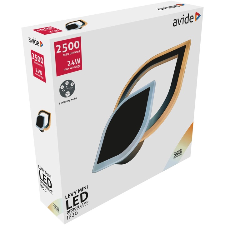 Aplica, Avide, Design Oyster Levy, 3 moduri de comutare, 24W, Alb