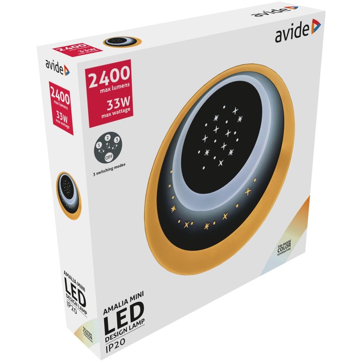 Aplica, Avide, Design Oyster Amalia mini, 3 moduri de comutare, 33W, 2400 max lumens, Multicolor