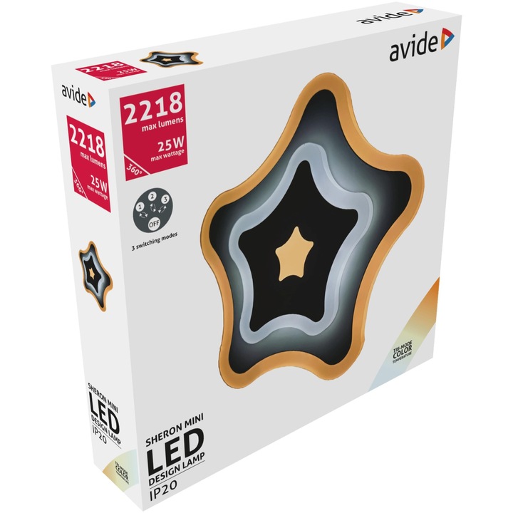 Aplica perete, Avide, mini, montat pe perete, 3 moduri de comutare, 25W