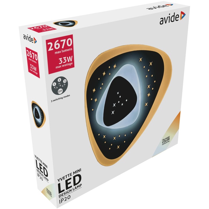 Aplica Avide, 3 moduri de comutare, 33W, LED, Plastic/Metal, Negru