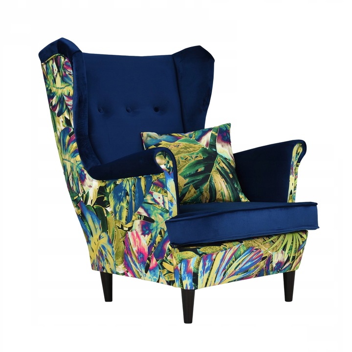 Fotoliu Fix Ari Print Duo Multicolor Scandinav Puf Din Velur Extensibil Pentru Sufragerie 104x84x92