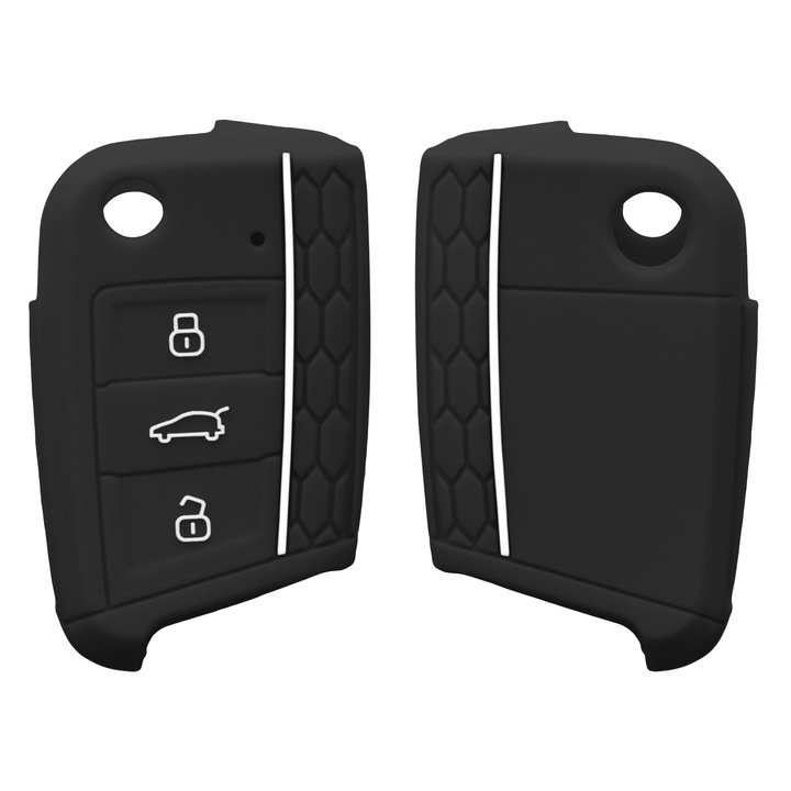 Husa Cheie Auto pentru VW - 3 Butoane, Silicon, Negru, 46967.05