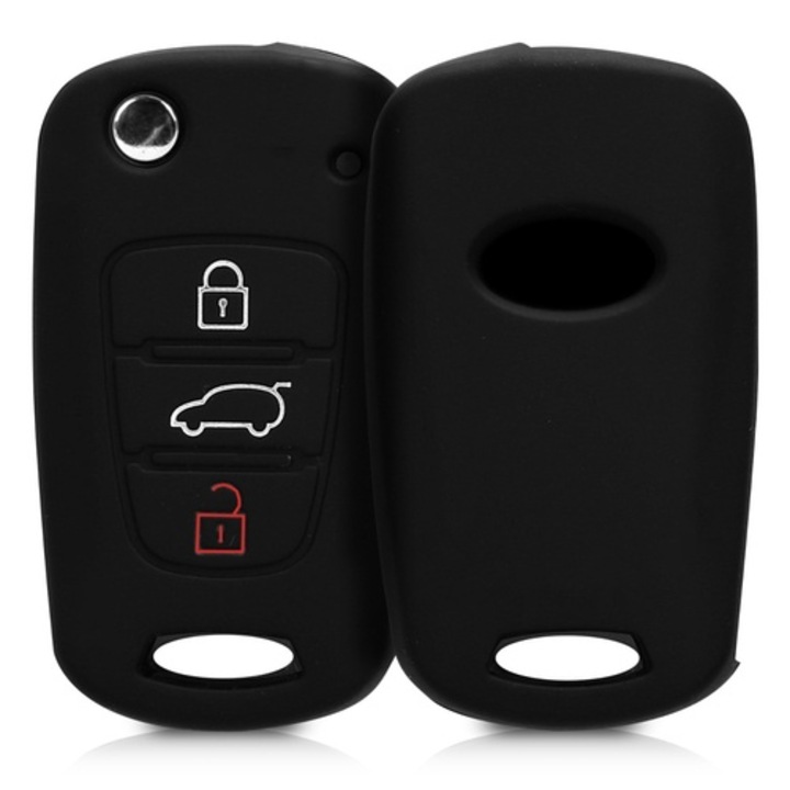 Husa Cheie Auto pentru Kia, 3 Butoane, Silicon, Negru, 45485.01