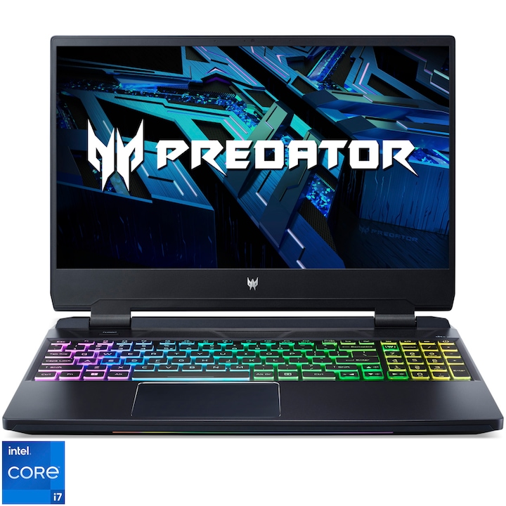 Laptop Gaming Acer Predator Helios 300 PH315-55 cu procesor Intel® Core™ i7-12700H pana la 4.70GHz, 15.6", Full HD, 165Hz, 16GB DDR5, 512GB SSD, GeForce RTX 3060 6GB GDDR6, No OS, Shale Black