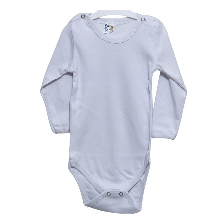 Body cu maneca lunga Motat, 100% bumbac, Alb, Alb