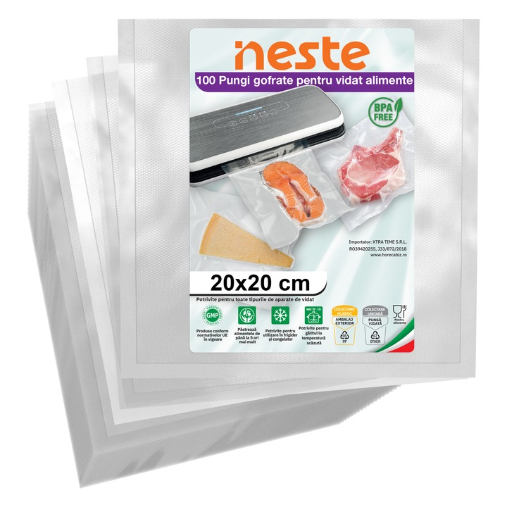 Set 100 Pungi Gofrate pentru Vidat Neste®, 20 x 20 cm