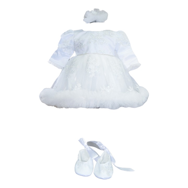 3 darabos elegáns lányruha szett Little Vip SBF-9-68, fehér 68 CM