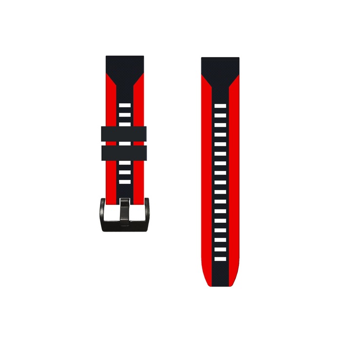 Szilikon gyorskioldó szíj, sima, kompatibilis a klasszikus Samsung Active / Active 2 / Galaxy Watch / Huawei Watch GT2 42mm / Amazfit BIP GTS / GTR gts mini készülékekkel, szélesség 20 mm, piros / fekete