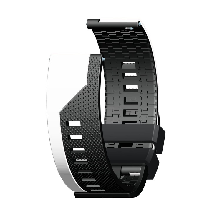 OEM Szilikon gyorskioldó szíj, sima, kompatibilis a klasszikus Samsung Active / Active 2 / Galaxy Watch / Huawei Watch GT2 42mm / Amazfit BIP GTS / GTR gts mini készülékekkel, szélesség 20 mm, fekete / fehér