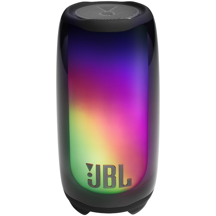 Boxa portabila JBL Pulse 5, Lumini 360 grade, Rezistente la praf si apa IP68, Bluetooth, Negru