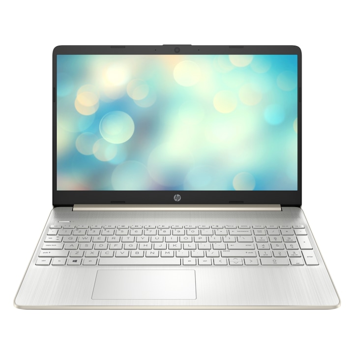 Лаптоп HP 15s-fq5015nu, 6X929EA.250SSD, Windows 10 Pro, 15.6", Intel Core i3-1215U (6-ядрен), Intel UHD Graphics, 16 GB 3200MHz (2x8GB) DDR4, Златист