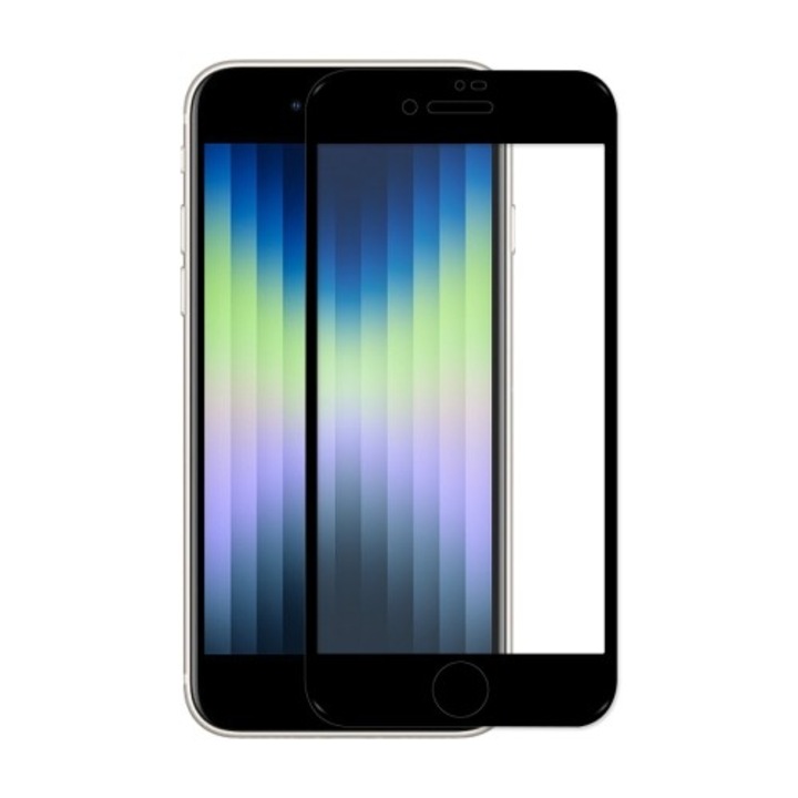 Üveg fólia Apple iPhone SE 2/3, fekete