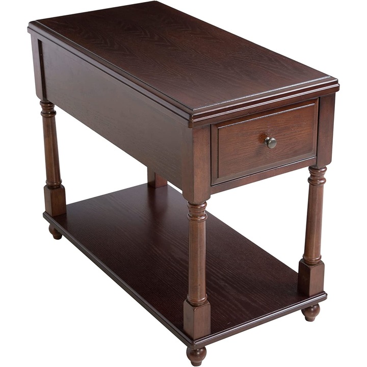 Masa, Padma House, Lemn masiv, 56x33x57.6 cm, Maro inchis