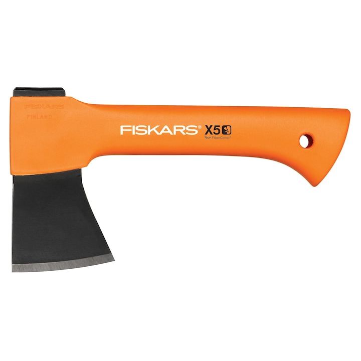 Брадва Fiskars X5 XXS, за къмпинг, материал на острието от въглеродна стомана и подсилена с влакна полиамидна опашка, 564 g