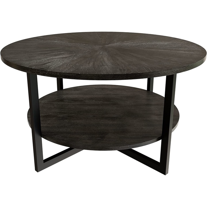 Masuta cafe, Padam House, Lemn masiv, 85x85x45.5 cm, Negru