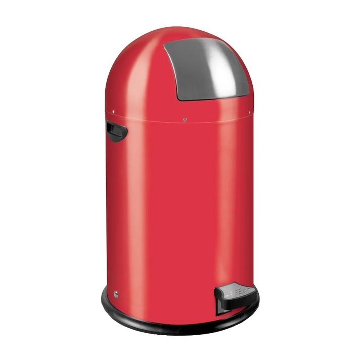 EKO pedálos szemetes, Kickcan, űrtartalom 33 liter, 1 kivehető rekesz, ergonomikus, rozsdamentes acél ház, integrált fogantyúk, piros