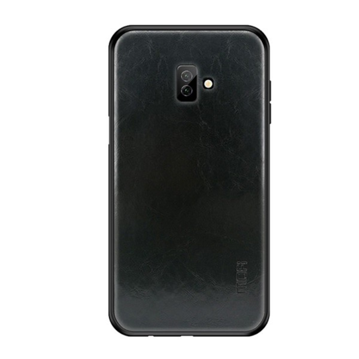 MOFI műanyag telefonvédő (szilikon keret, bőr hatású hátlap) FEKETE [Samsung Galaxy J6 Plus (SM-J610F)] (5996457830947) - Telefontok