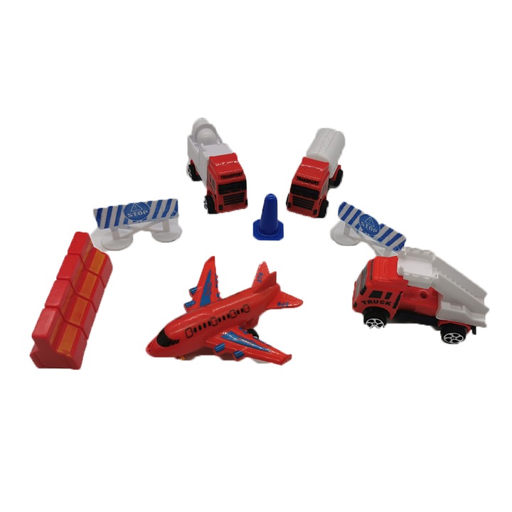 Set Pompieri pentru Aeroport, 8 piese, 8-10 cm, 32x21cm, VisionXXI
