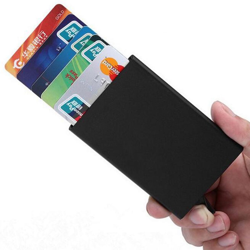 Protat Card Portcard din metal aluminiu, culoare negru cu extractie automata cu ...
