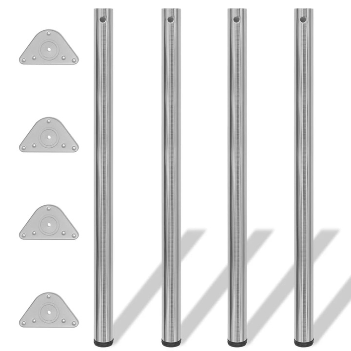 Picioare de masa reglabile pe inaltime vidaXL, nichel slefuit, 4 buc, 1100 mm 5.3 kg