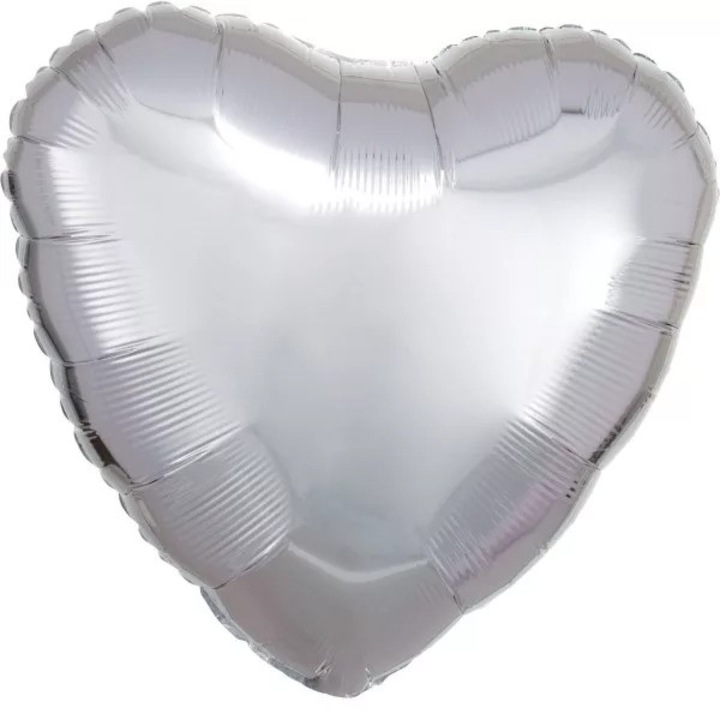 Фолиев балон Metallic Silver heart 43 см сърце