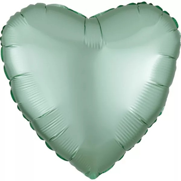 Фолиев балон Silk Mint Green heart 43 см