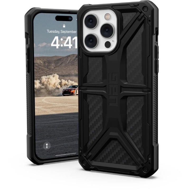 Предпазен калъф UAG Monarch Series за iPhone 14 Pro Max, Carbon Fiber