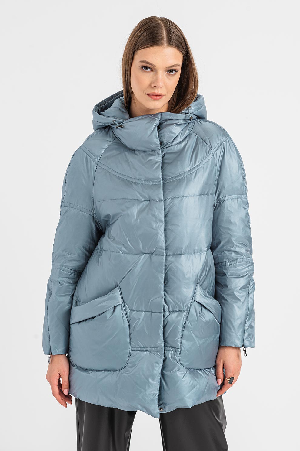 ELENA MIRÒ, Geaca cu gluga, Albastru prafuit, 42