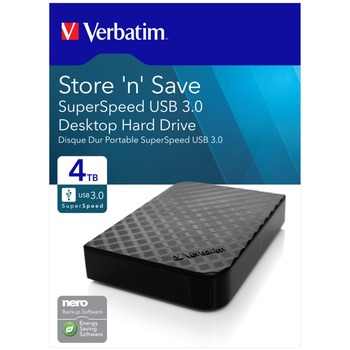 HDD extern Verbatim Store 'n' Save 4TB 3.5" USB 3.0, Negru